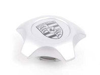Silver Star-Shaped Center Cap With Porsche Crest - Priced Each