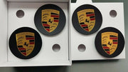 Genuine Porsche Satin Black Colored Crest Center Cap Set of 4 - 000-044-607-26