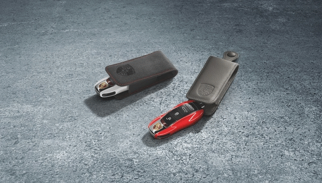 Genuine Porsche Key Pouch In Alcantara - Lava Orange - 000-044-001-11-M2A