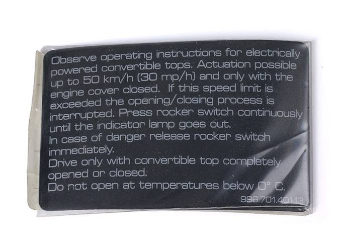 Information Label – Sunvisor