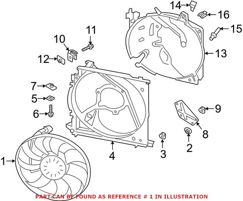 Engine Cooling Fan Motor – Front (With Fan Blade)
