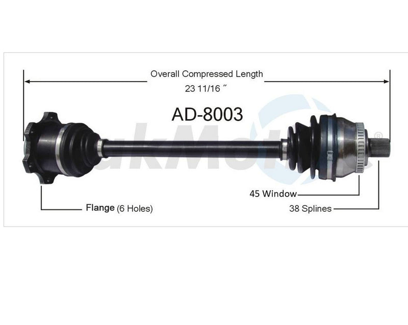 Audi VW CV Axle Shaft – Front Driver Side – Aftermarket AD8003