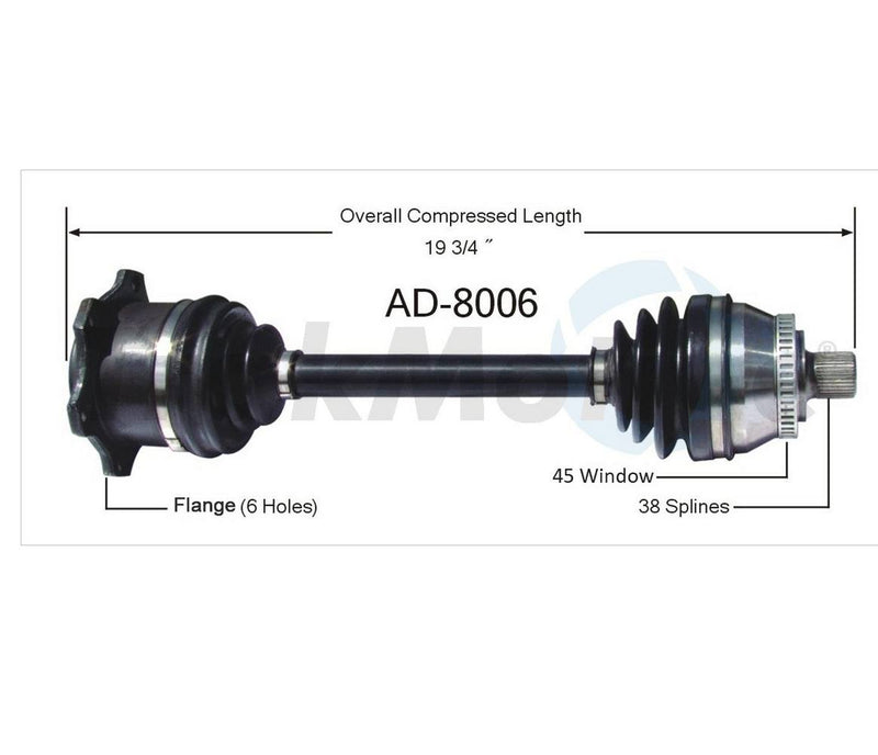 Audi VW CV Axle Shaft – Front Passenger Side – Aftermarket AD8006