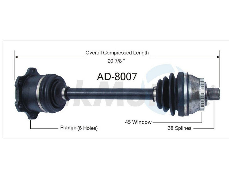Audi VW CV Axle Shaft – Front Driver Side – Aftermarket AD8007