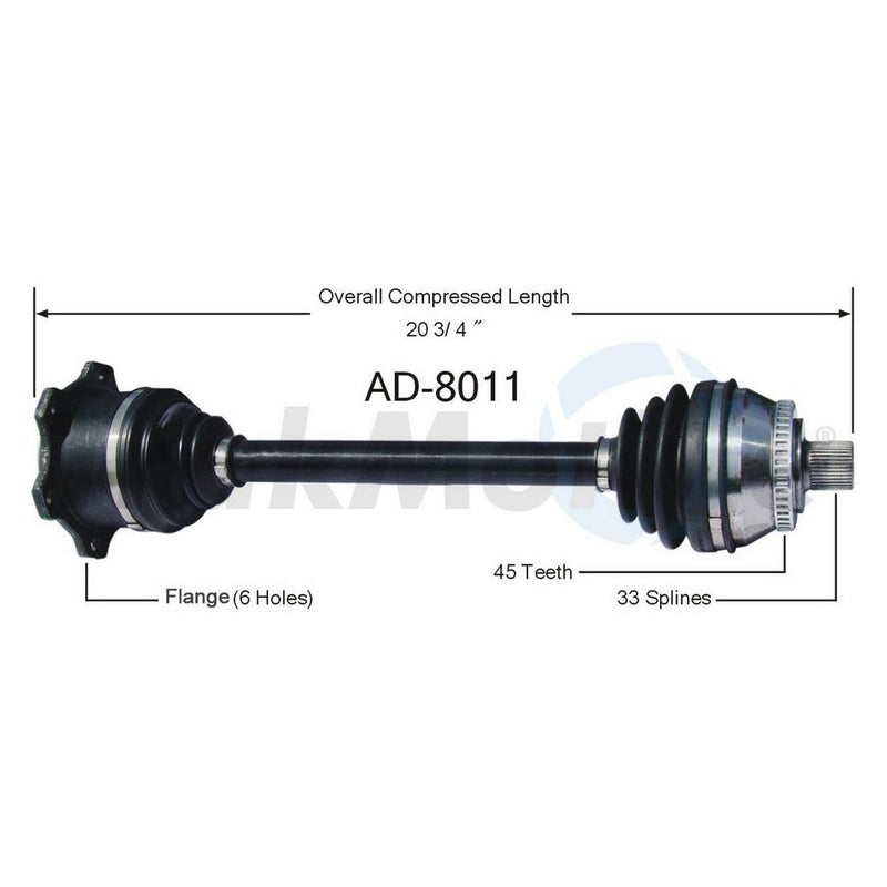 Audi VW CV Axle Shaft – Front Driver Side – Aftermarket AD8011