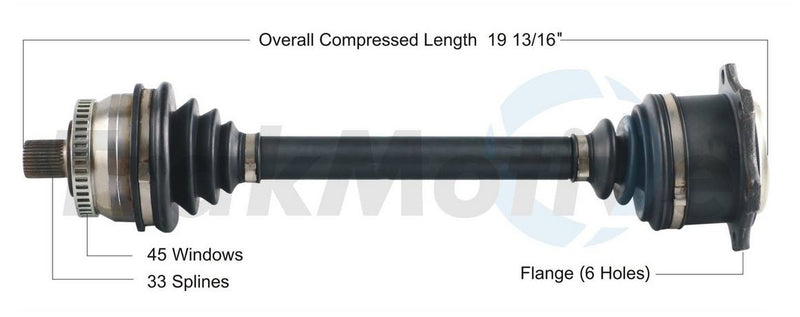 Audi VW CV Axle Shaft – Front Passenger Side – Aftermarket AD8012