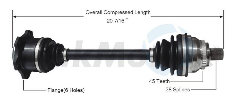 Audi CV Axle Shaft – Front Passenger Side – Aftermarket AD8018