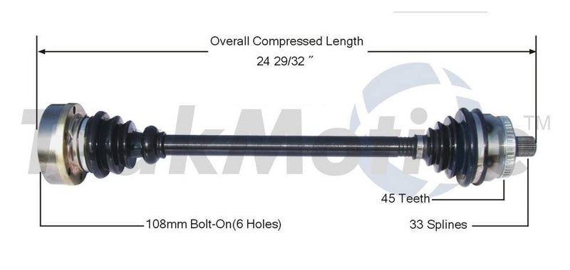 Audi VW CV Axle Shaft – Front Passenger Side – Aftermarket AD8022