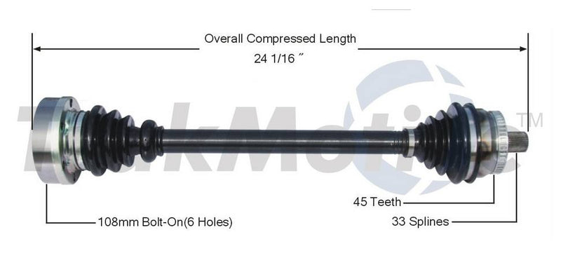 Audi VW CV Axle Shaft – Front Driver Side – Aftermarket AD8023