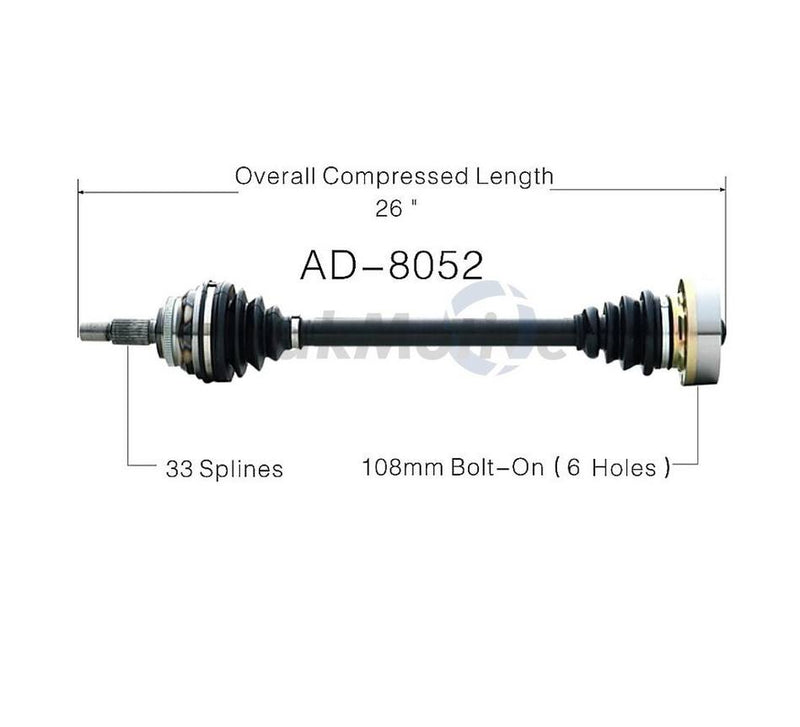Audi CV Axle Shaft – Front Passenger Side – Aftermarket AD8052