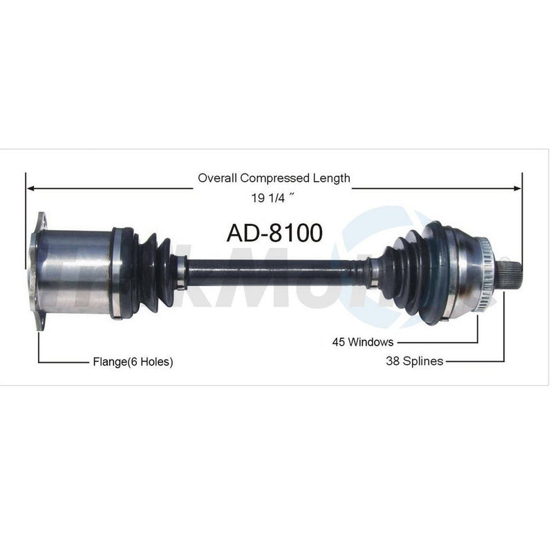 Audi CV Axle Shaft – Front Passenger Side – Aftermarket AD8100