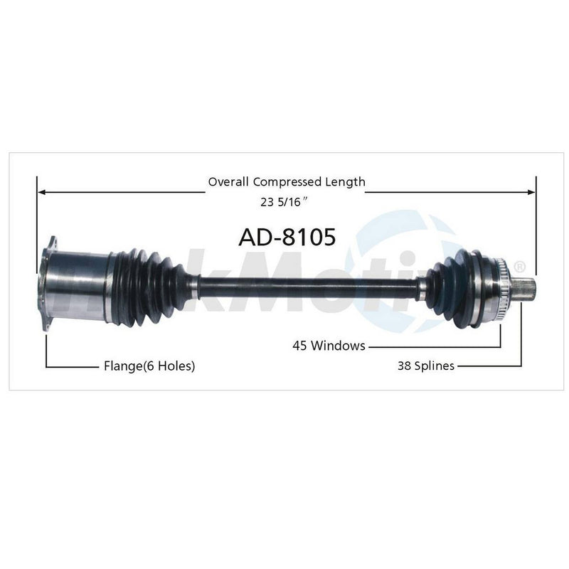Audi CV Axle Shaft – Front Driver Side – Aftermarket AD8105