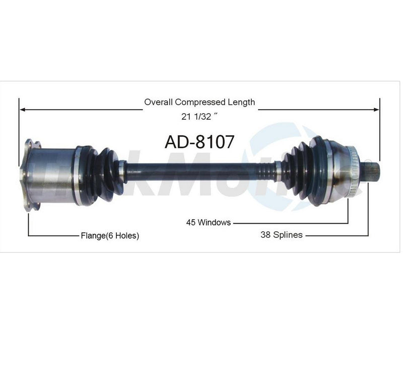 Audi CV Axle Shaft – Front Driver Side – Aftermarket AD8107