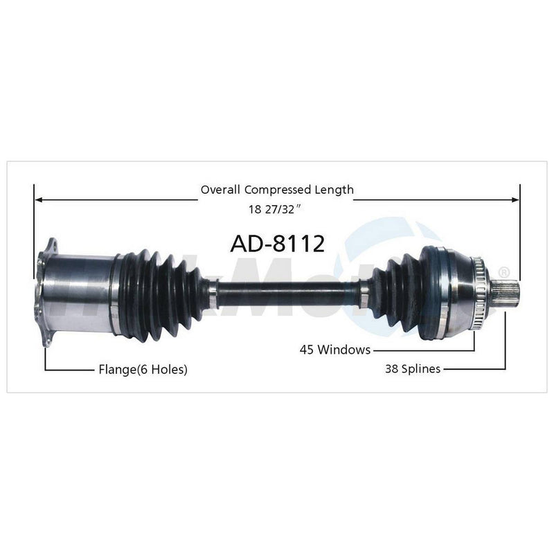Audi CV Axle Shaft – Front Passenger Side – Aftermarket AD8112