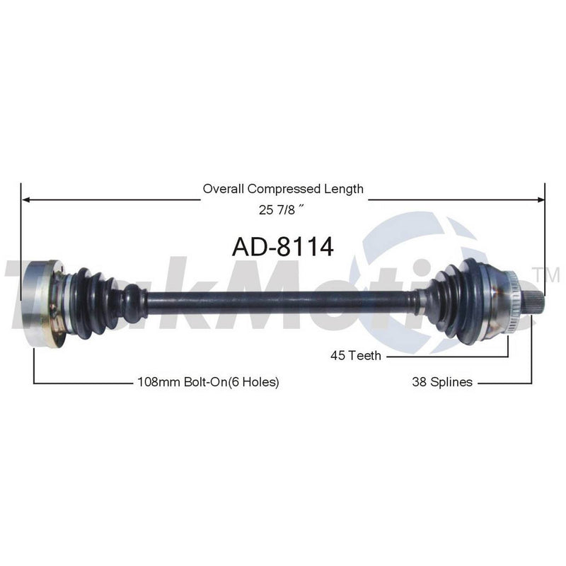Audi CV Axle Shaft – Front Passenger Side (Manul) – Aftermarket AD8114