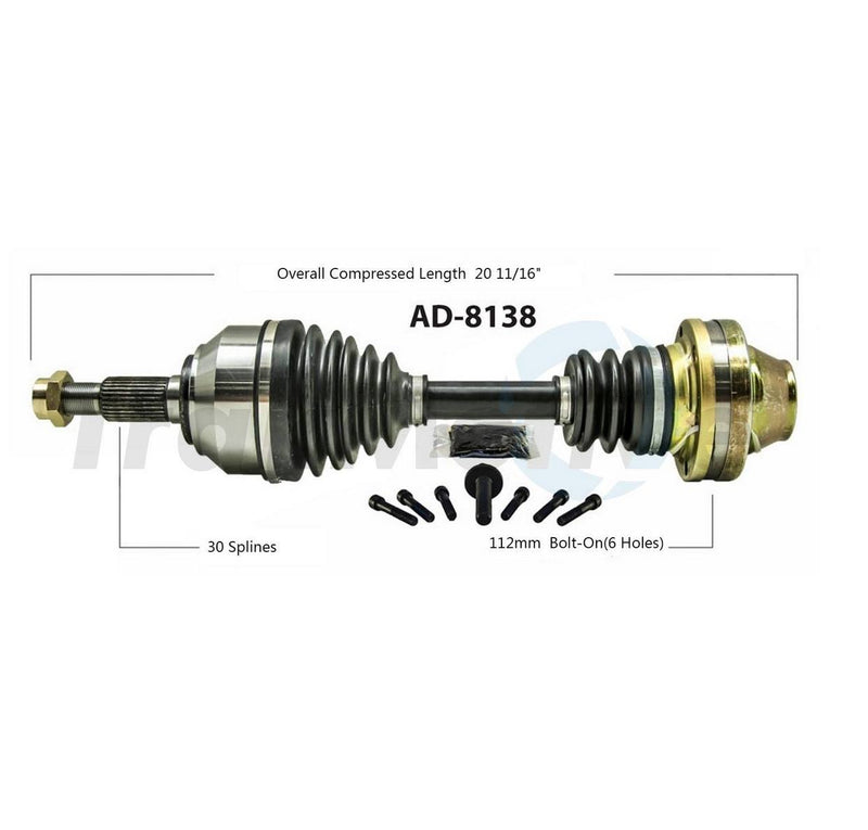 Audi Porsche CV Axle Shaft – Front Driver Side – Aftermarket AD8138