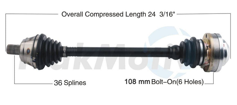 Audi CV Axle Shaft – Front Passenger Side – Aftermarket AD8143