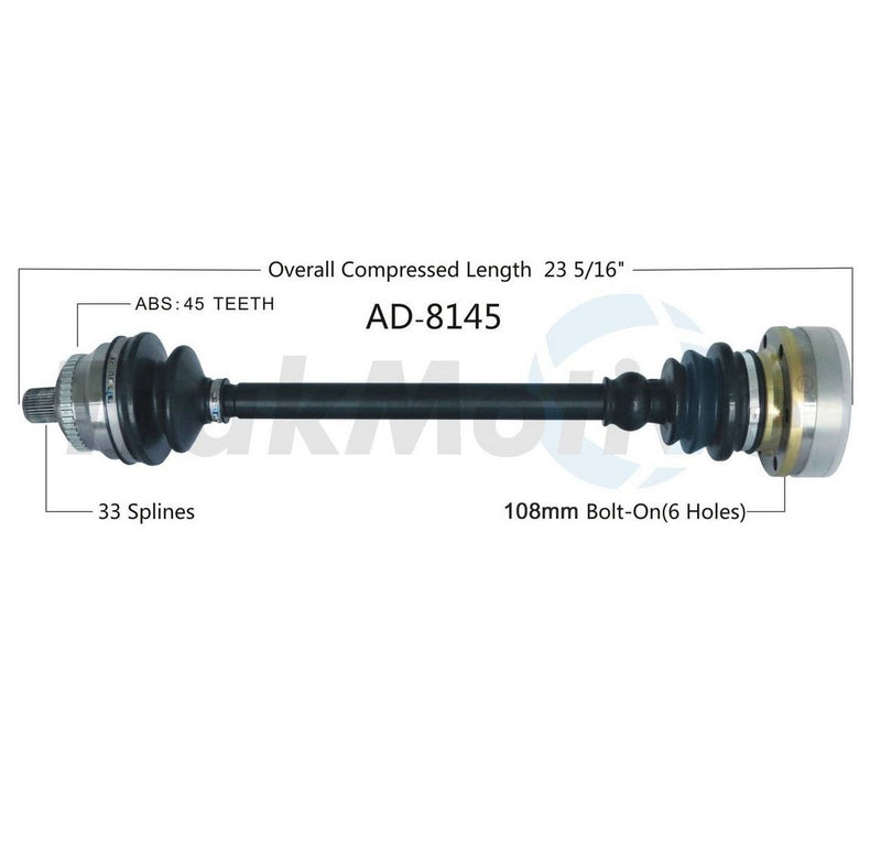 Audi CV Axle Shaft – Rear Passenger Side – Aftermarket AD8145