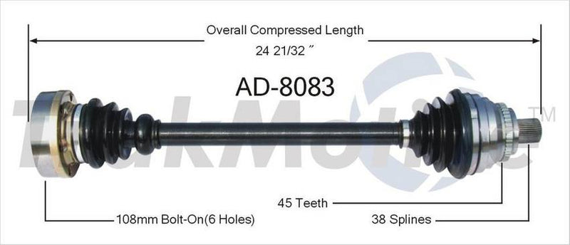 Audi CV Axle Shaft – Front Driver Side – Aftermarket AD8083