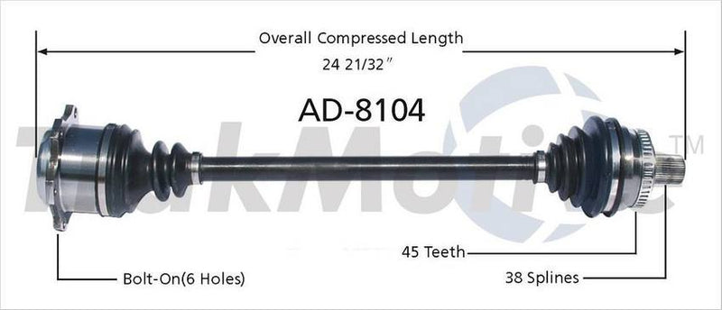 Audi CV Axle Shaft – Front Passenger Side – Aftermarket AD8104