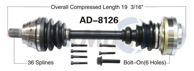 VW CV Axle Shaft – Front Driver Side – Aftermarket AD8126