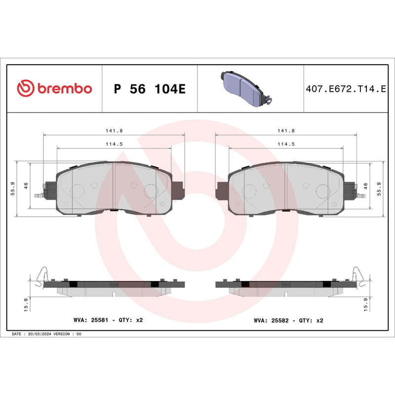 BEYOND EV Front Disc Brake Pad Set - P56104E