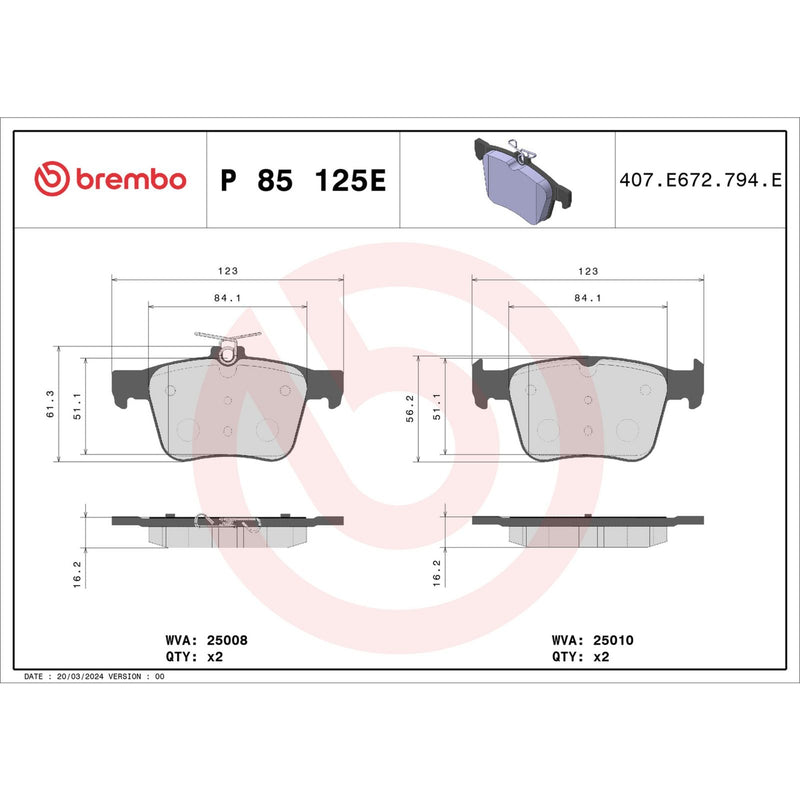 BEYOND EV Rear Disc Brake Pad Set - P85125E