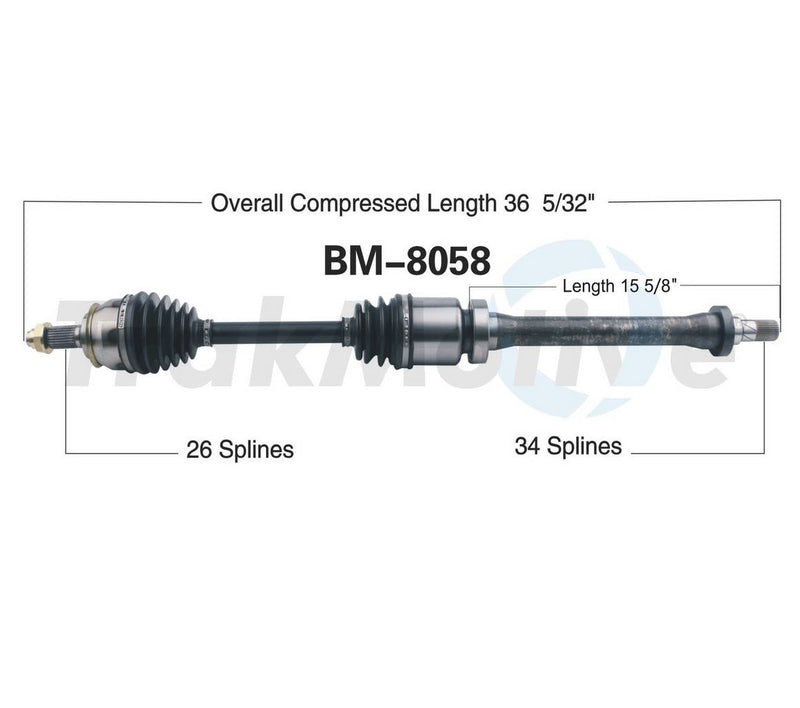 Mini CV Axle Shaft – Front Passenger Side – Aftermarket BM8058