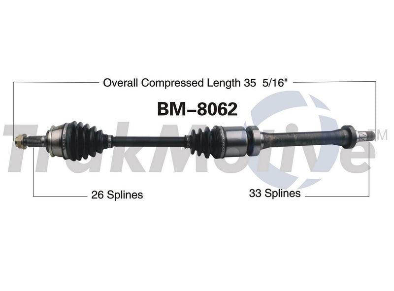 Mini CV Axle Shaft – Front Passenger Side – Aftermarket BM8062