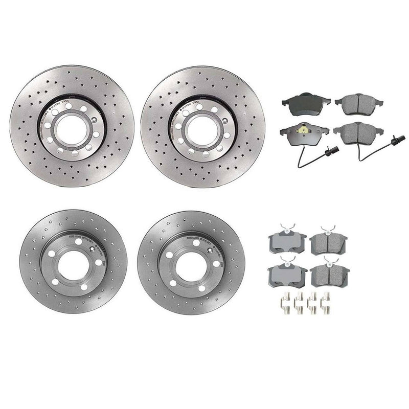 Audi Disc Brake Pad and Rotor Kit – Front and Rear (Xtra) (Cross-Drilled) (288mm) (245mm) (Ceramic) (EURO) 8E0615301Q