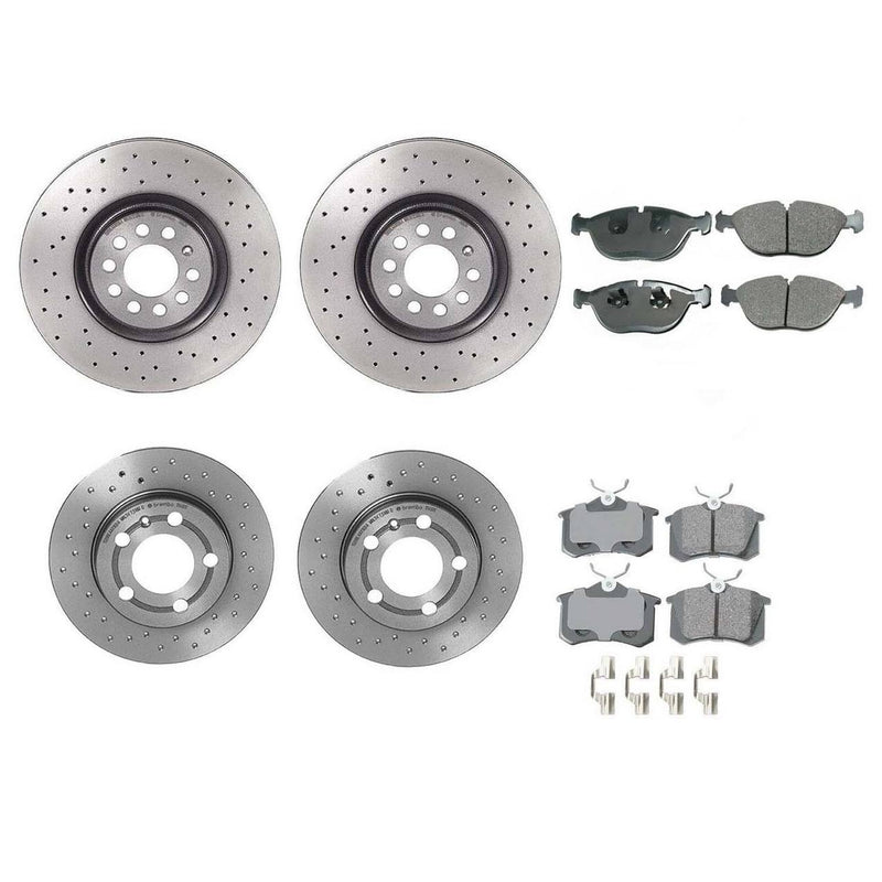Audi Disc Brake Pad and Rotor Kit – Front and Rear (Xtra) (Cross-Drilled) (312mm) (239mm) (Ceramic) (EURO) 8N0615301A