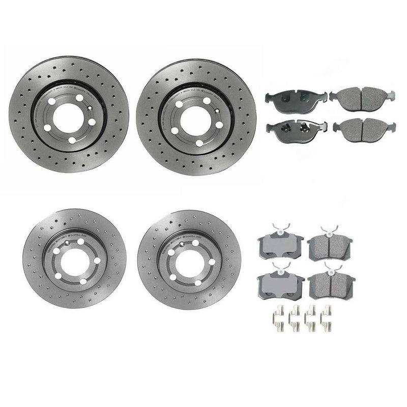 Audi Disc Brake Pad and Rotor Kit – Front and Rear (Xtra) (Cross-Drilled) (312mm) (256mm) (Ceramic) (EURO) 8N0615301A