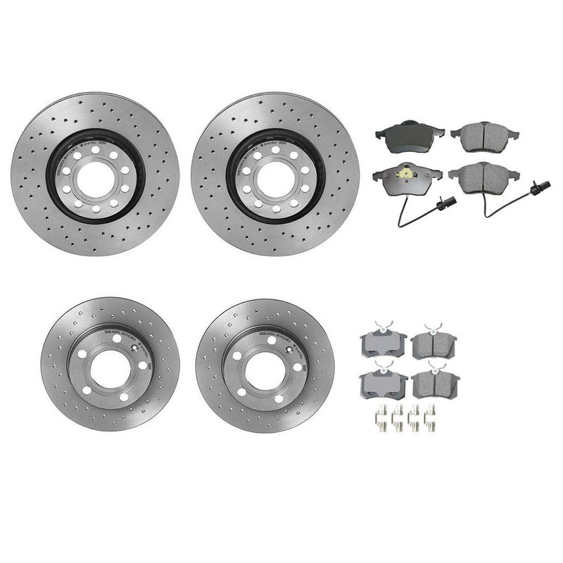 Audi Disc Brake Pad and Rotor Kit – Front and Rear (Xtra) (Cross-Drilled) (312mm) (245mm) (Ceramic) (EURO) 8E0615301R