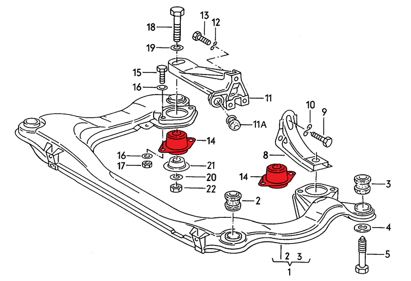 Gearbox mounts for Audi B4 I5 (Track hardness)