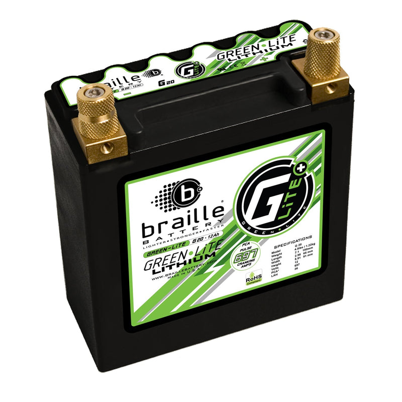Braille Battery Lithium 12 Volt Battery Green Lite 697 Amps - G20