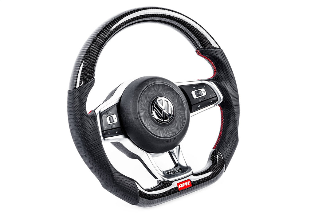 APR Steering Wheel; Red; Carbon Fiber; Perforated Leather; - MS100201