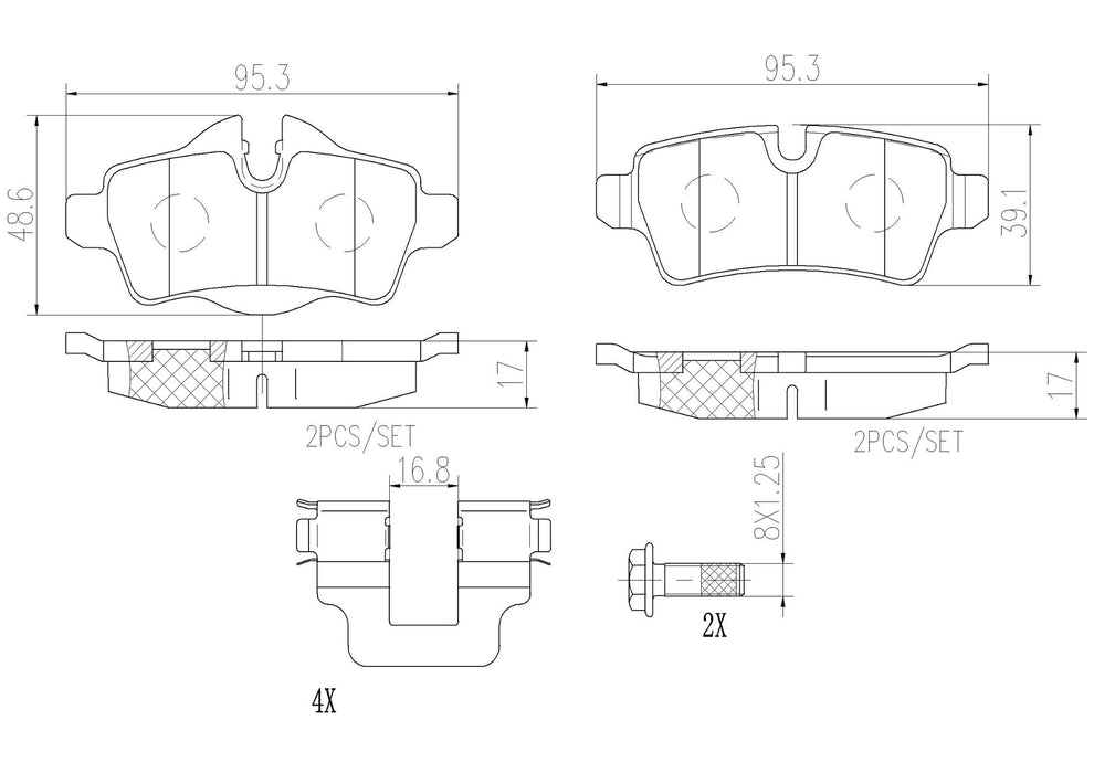 Mini Disc Brake Pad and Rotor Kit – Front and Rear (280mm/259mm) (Xtra) (Ceramic) 34116858651