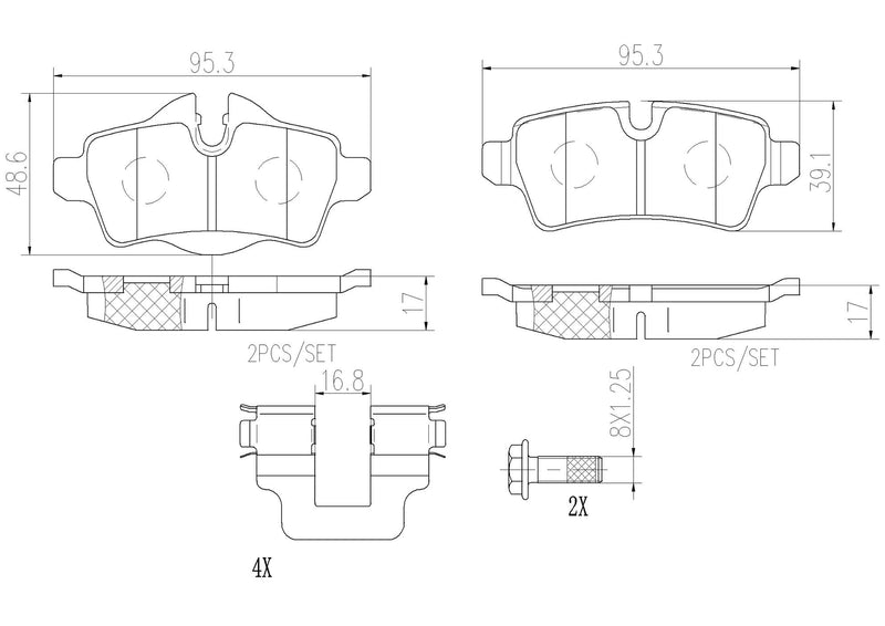 Mini Disc Brake Pad and Rotor Kit – Front and Rear (280mm/259mm) (Ceramic) 34116858651