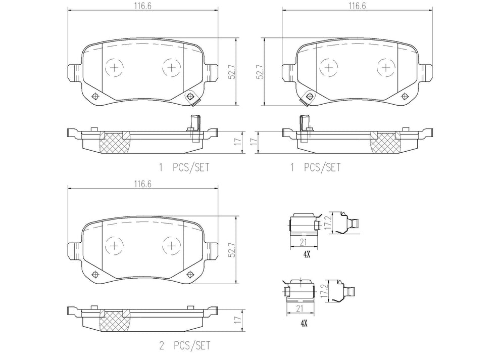 Volkswagen Disc Brake Pad and Rotor Kit – Rear (305mm) (Ceramic) 7B0615601B