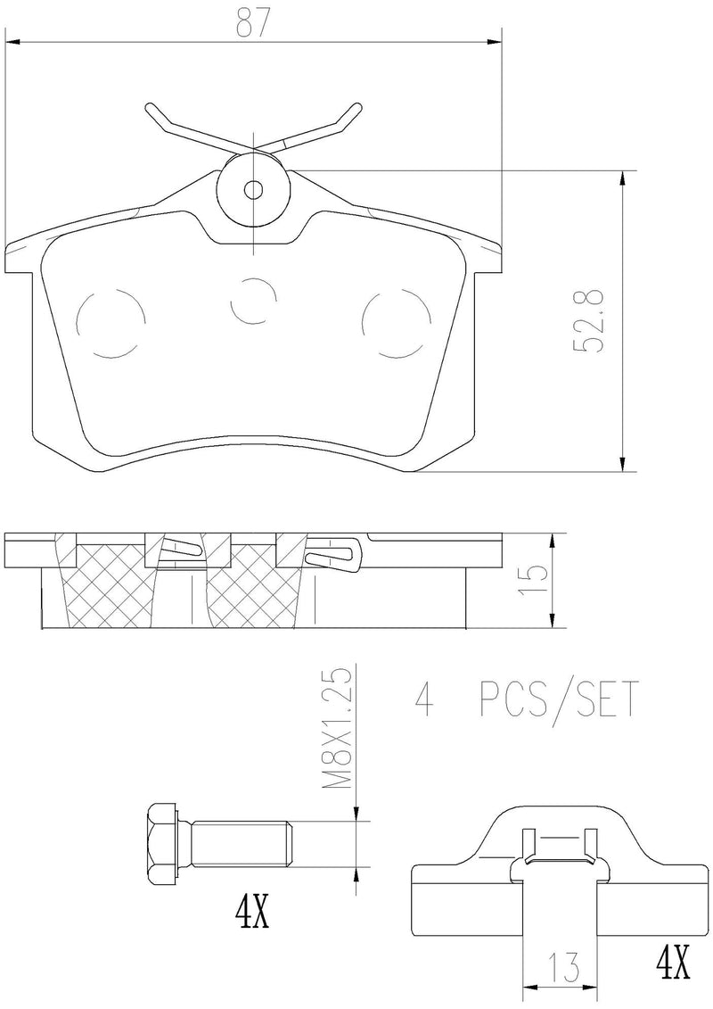 Volkswagen Disc Brake Pad and Rotor Kit – Front and Rear (280mm/226mm) (Ceramic) 535615301
