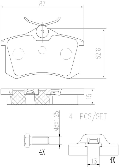 Audi Disc Brake Pad and Rotor Kit – Rear (269mm) (Ceramic) 4D0615601B