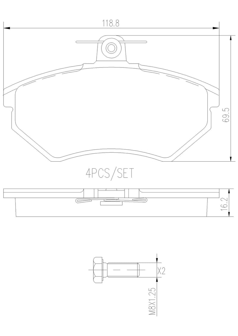 Volkswagen Disc Brake Pad and Rotor Kit – Front and Rear (256mm/226mm) (Ceramic) 6NO615301D