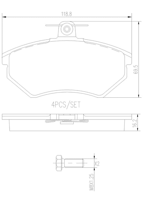 Volkswagen Disc Brake Pad and Rotor Kit – Front and Rear (256mm/226mm) (Ceramic) 6NO615301D