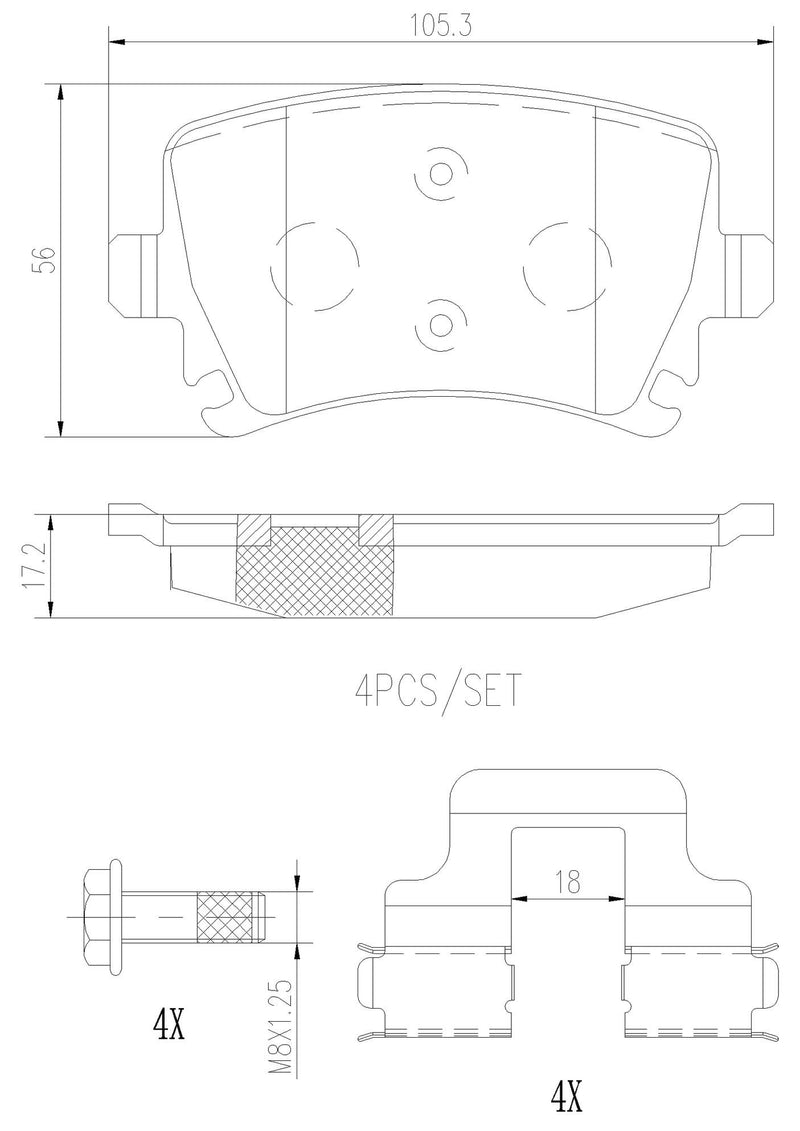 Audi Disc Brake Pad and Rotor Kit – Front and Rear (347mm/302mm) (Ceramic) 4F0615301G
