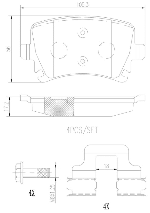 Audi Disc Brake Pad and Rotor Kit – Front and Rear (347mm/302mm) (Ceramic) 4F0615301G