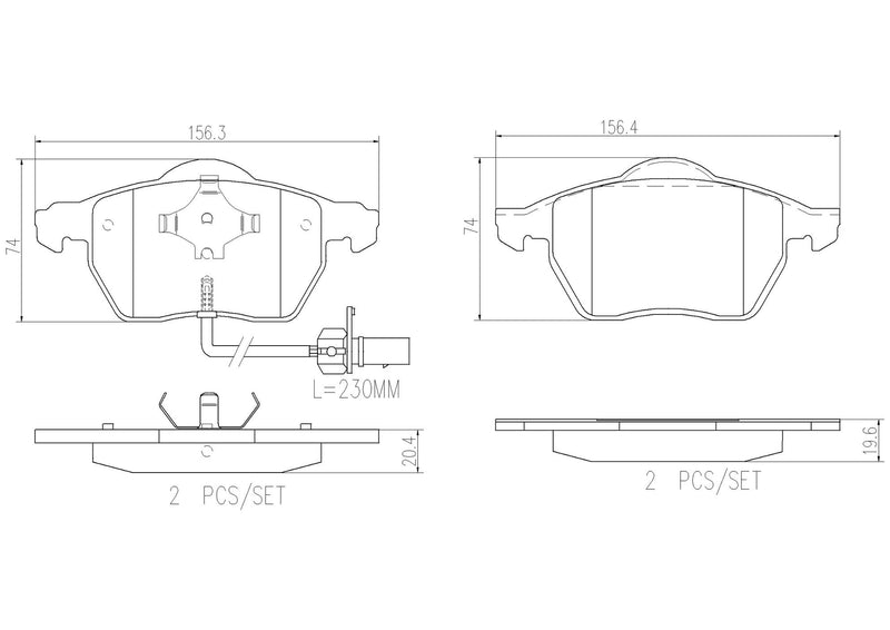 Audi Disc Brake Pad and Rotor Kit – Front and Rear (288mm/245mm) (Ceramic) 8E0615301Q