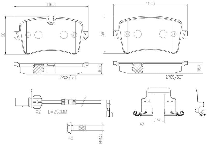 Audi Disc Brake Pad and Rotor Kit – Front and Rear (320mm/300mm) (Ceramic) 8R0615301F