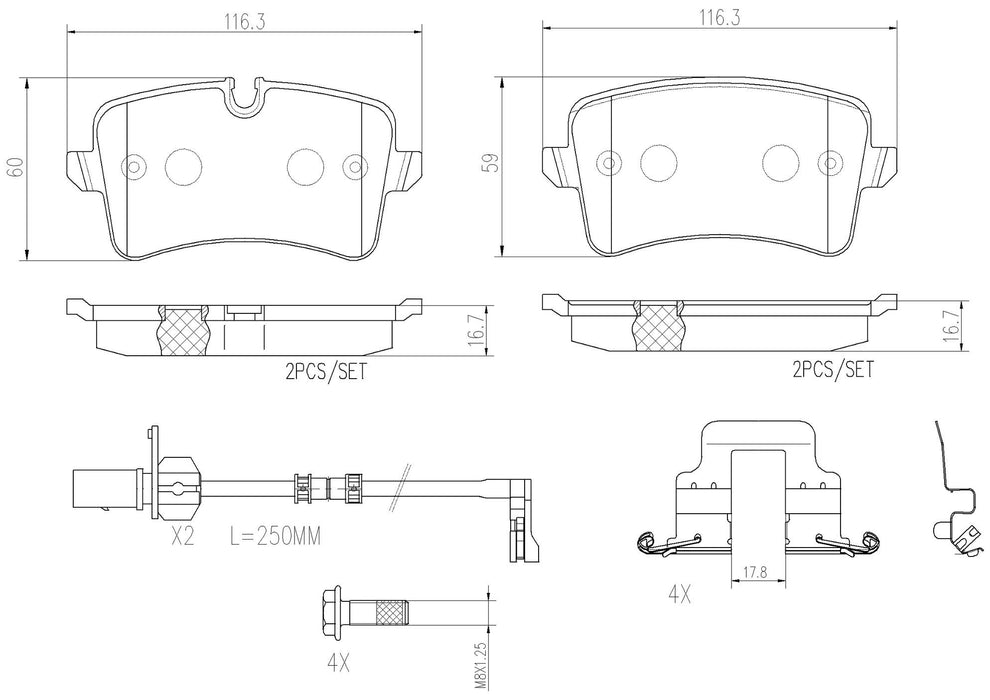Audi Disc Brake Pad and Rotor Kit – Front and Rear (320mm/300mm) (Ceramic) 8R0615301F
