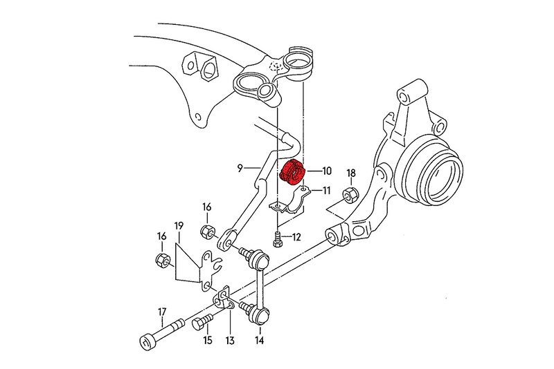 Rear Anti Roll Bar Bush 17mm for Audi C4 / V8 D11 - Track Hardness