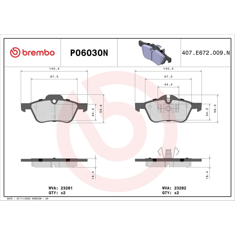 BREMBO Ceramic Front Disc Brake Pad Set - P06030N